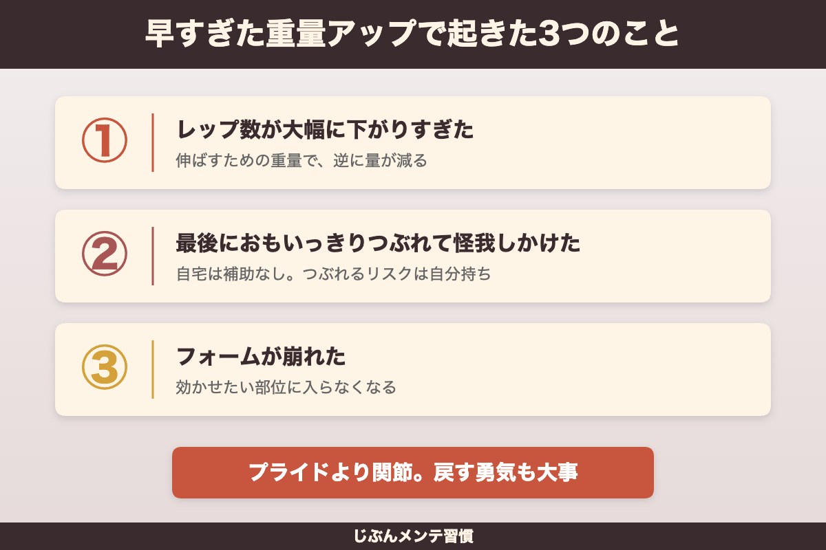 早すぎた重量アップの失敗3つ