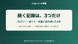 続く記録は3つだけ｜カロリー・筋トレ・体重に落ち着いた3年の理由