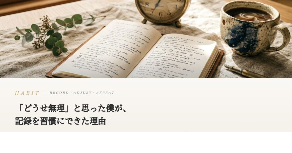 「どうせ無理」と思った僕が、記録を習慣にできた理由｜「意志力」ではなく「環境と仕組み」